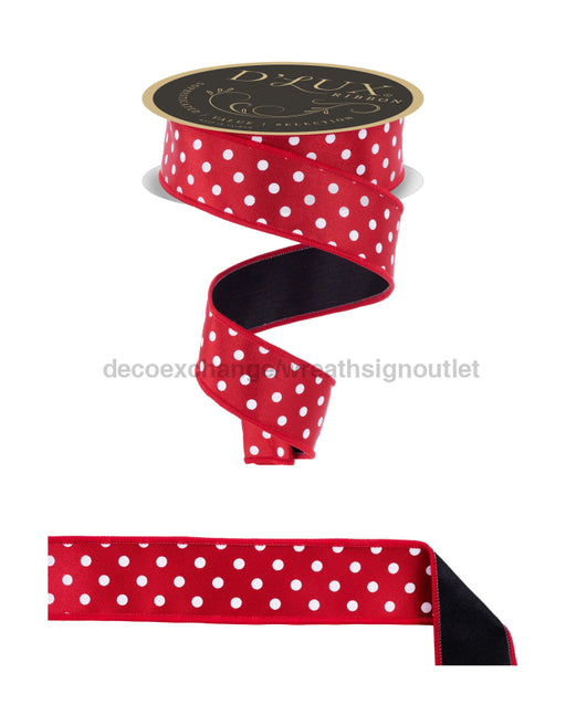 1.5’’X10Yd Small Polka Dot/Fused Red/White/Black Lx3042Ma Ribbon