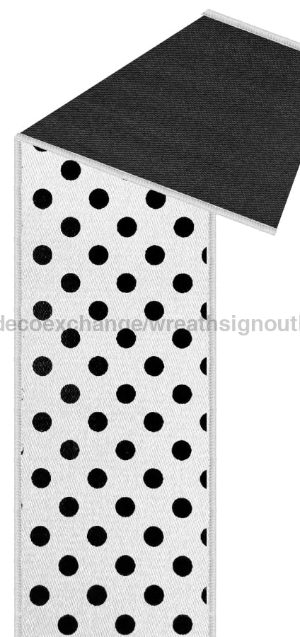 1.5’’X10Yd Small Polka Dot/Fused White/Black LX3050WK Ribbon