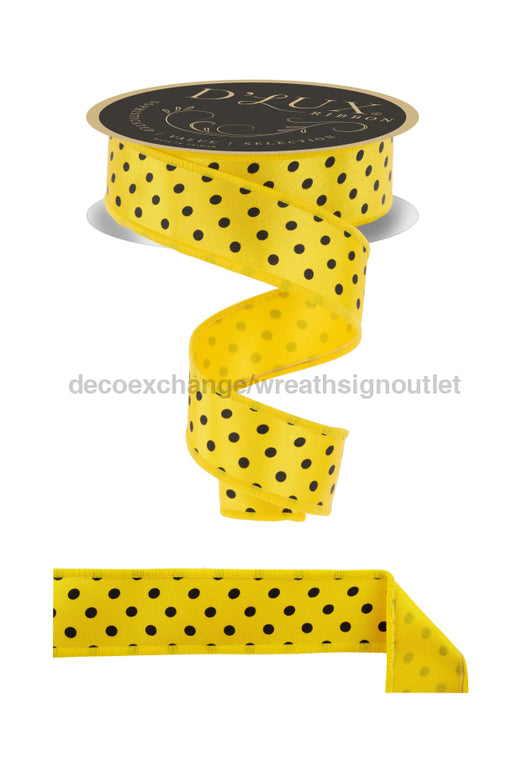 1.5’’X10Yd Small Polka Dot/Fused Yellow/Black LX304629 Ribbon