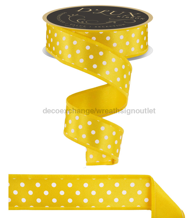 1.5’’X10Yd Small Polka Dot/Fused Yellow/White Lx303029 Ribbon