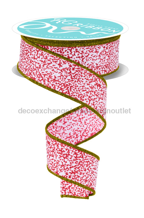 1.5’’X10Yd Snow Glitter White/Red/Gold RGF18133K Ribbon