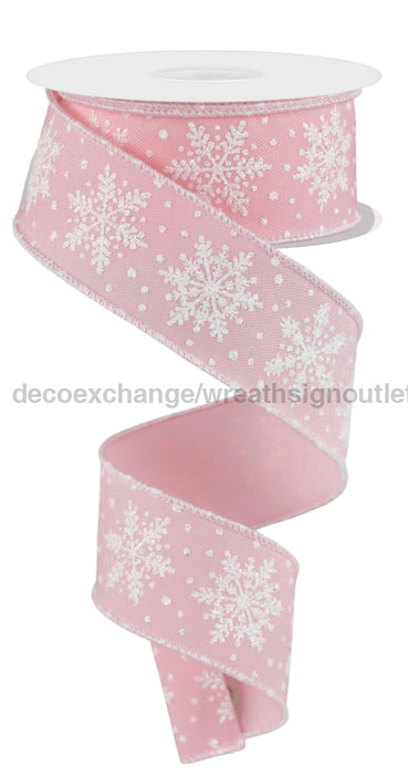 1.5’X10Yd Snowflakes Pale Pink/White Rge197415 Ribbon