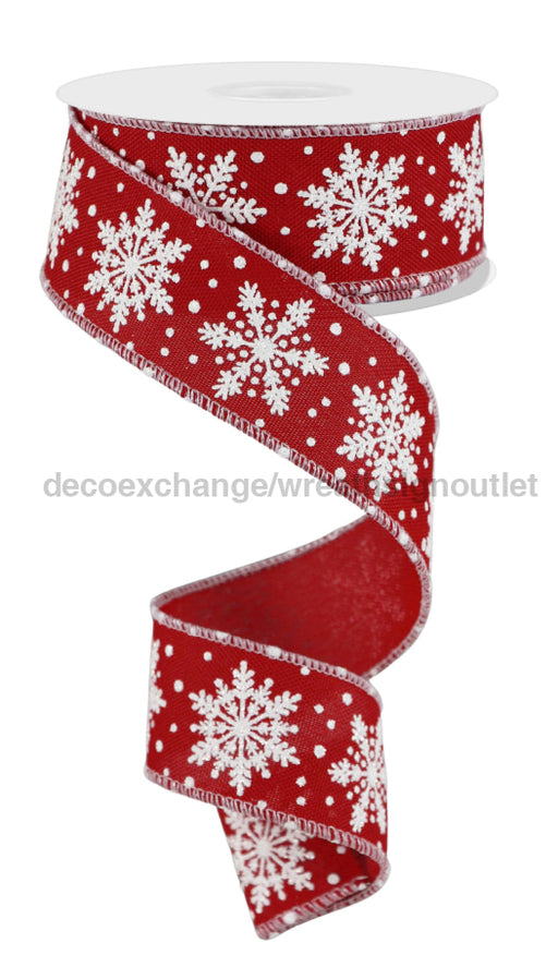 1.5’X10Yd Snowflakes Red/White Rge197324 Ribbon