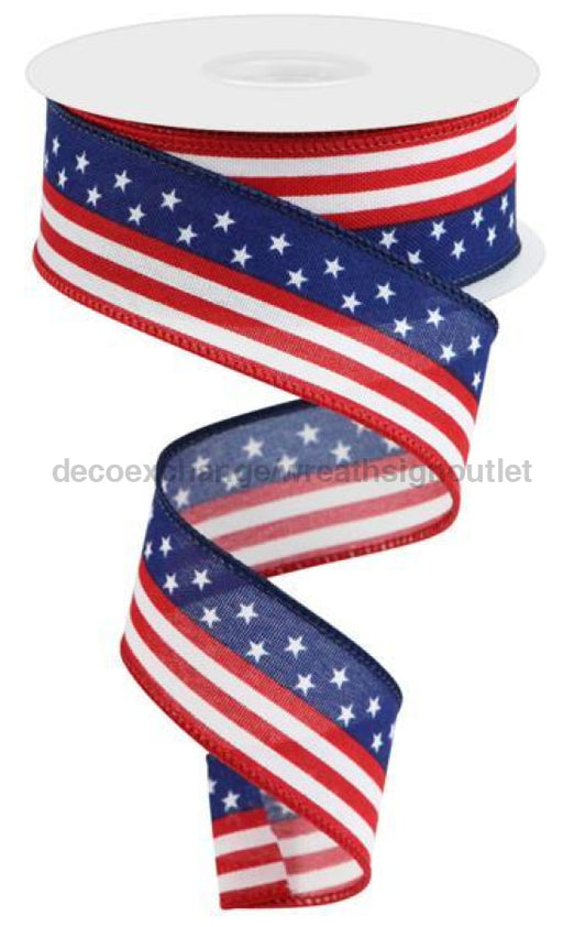 1.5"X10Yd Stars And Stripes/Faux Royal White/Royal Blue/Red RGC13047J - DecoExchange
