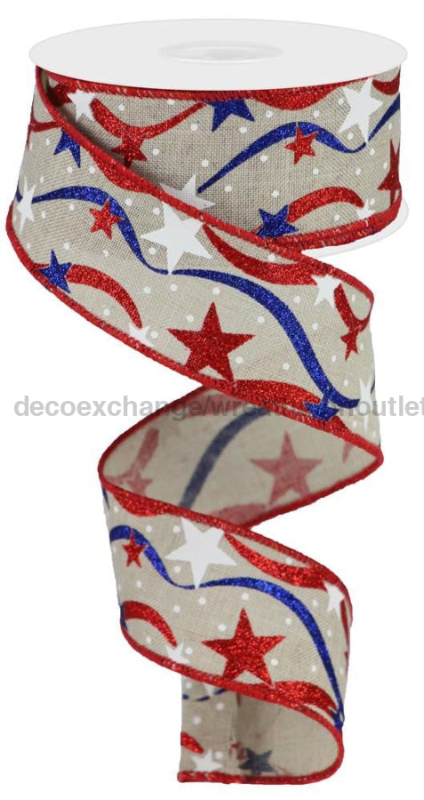 1.5’X10Yd Stars And Wavy Stripes/Royal Lt Nat/Red/White/Blue Rga167501 Ribbon