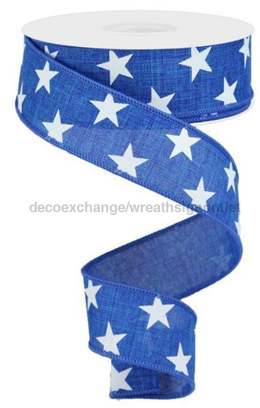 1.5"X10Yd Stars On Royal Royal Blue/White RGA111525 - DecoExchange