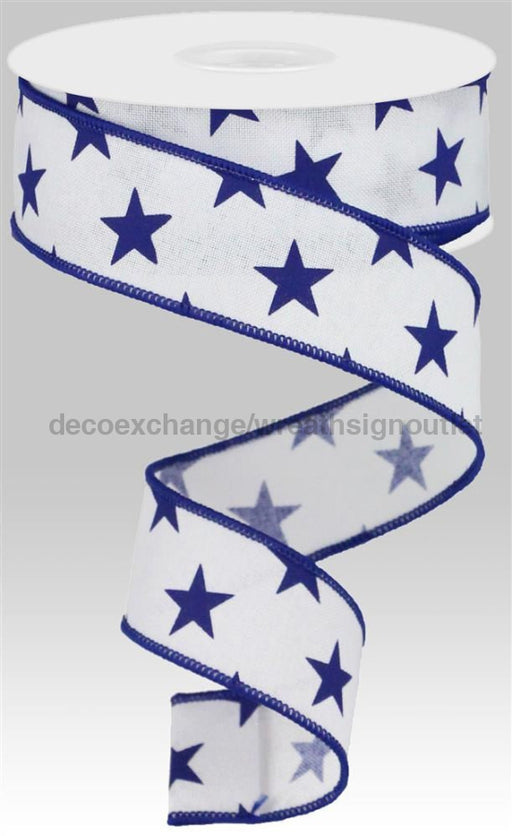 1.5’’X10Yd Stars On Royal White/Navy Blue RGA111527 Ribbon