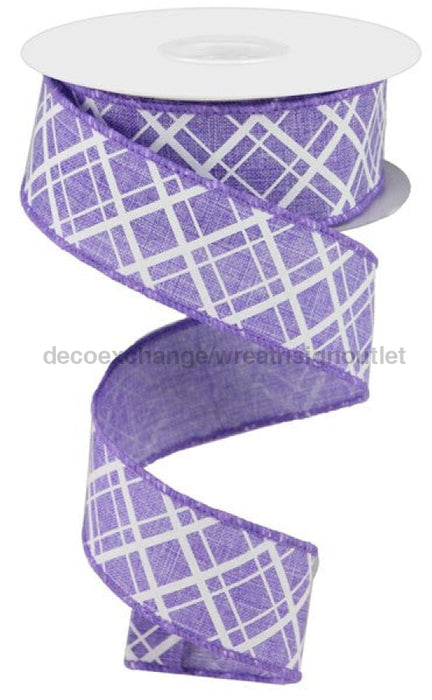 1.5"X10yd Thick/Thin Diagonal Check Lavender/White RGA150513 - DecoExchange