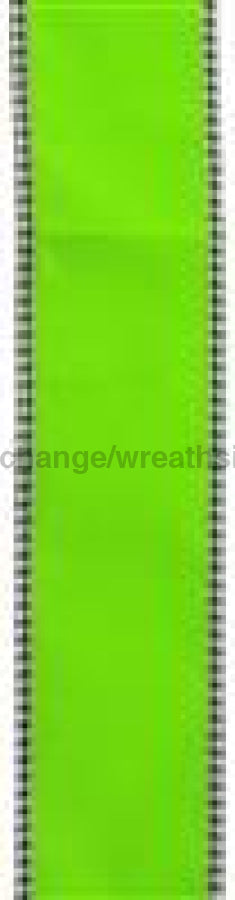 1.5"X10Yd Velvet W/Gingham Edge Lime/Black/White RG08994E9 - DecoExchange