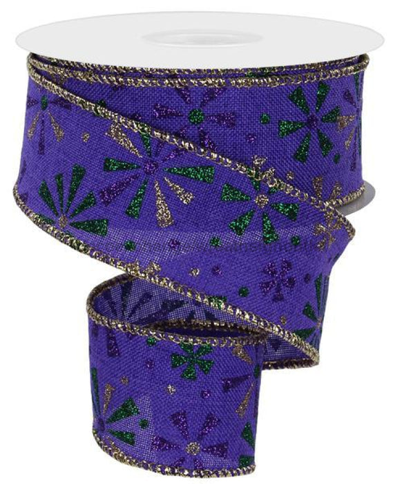 1.5"X10Yd Vintage Pinwheels Purple/Mardi Gras RGE1164WY - DecoExchange®