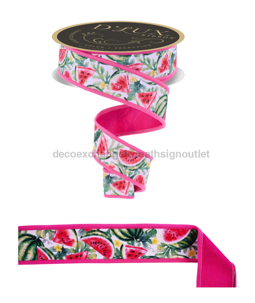 1.5’’X10Yd Watermelon/Fused Pink/Yellow/Green LX1068 Ribbon