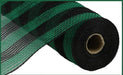10.5"X10Yd Faux Jute/Pp Small Stripe Black/Emerald Green RY8319N5 - DecoExchange