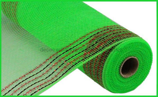 10.25"X10Yd Tinsel/Foil Wide Border Mesh Lime Green/Red RY850570 - DecoExchange®