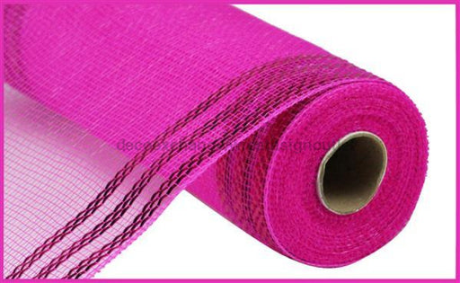 10.25"X10Yd Border Stripe Metallic Mesh Hot Pink W/Hot Pink Foil RE850211 - DecoExchange