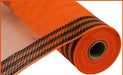 10.25"X10Yd Border Stripe Metallic Mesh Orange/Black RY8503F7 - DecoExchange®