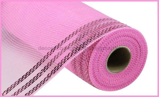 10.25"X10Yd Border Stripe Metallic Mesh Pink W/Pink Foil RE850222 - DecoExchange