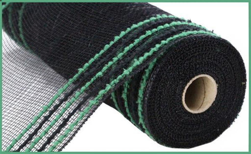 10.25"X10Yd Drift/Pp Wide Border Mesh Black/Emerald Green RY8116N5 - DecoExchange®