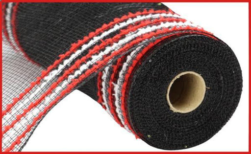 10.25"X10Yd Drift/Pp Wide Border Mesh Black/Red/White RY8116D6 - DecoExchange