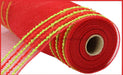 10.25"X10Yd Drift/Pp Wide Border Mesh Red/Lime Green RY811634 - DecoExchange