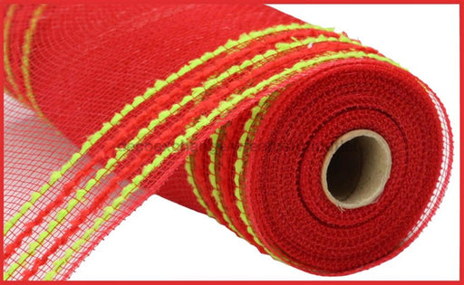10.25"X10Yd Drift/Pp Wide Border Mesh Red/Lime Green RY811634 - DecoExchange