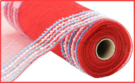 10.25"X10Yd Drift/Pp Wide Border Mesh Red/Turquoise/White RY8116Y9 - DecoExchange®