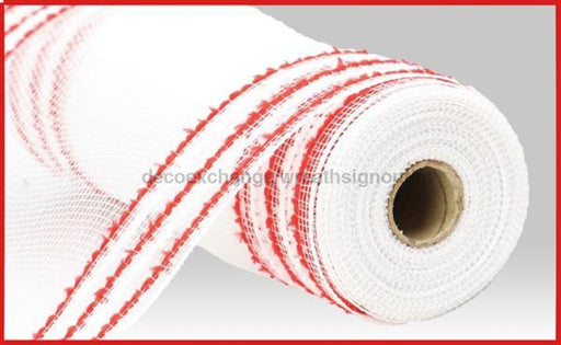 10.25"X10Yd Drift/Pp Wide Border Mesh White/Red RY8116A2 - DecoExchange®