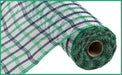 10.25’X10Yd Faux Jute Check Mesh White/Emerald/Navy Ry8339Cc