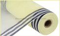 10.25X10Yd Faux Jute/Pp/Border Stripe Cream/Navy Blue Ry8325K7 Mesh