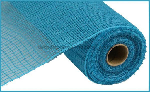 10.25"X10Yd Faux Jute/Pp Check Turquoise RY831344 - DecoExchange
