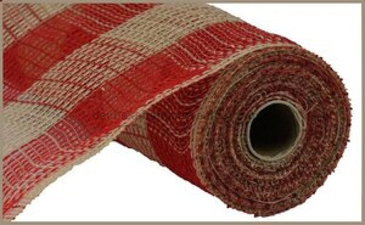 10.25’X10Yd Faux Jute/Pp Large Check Red/Natural Ry831552 Mesh