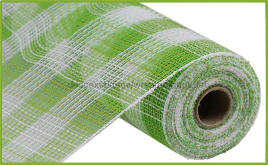 10.25"X10Yd Faux Jute/Pp Small Check Fresh Green/White RY832066 - DecoExchange