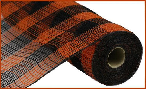 10.25"X10Yd Faux Jute/Pp Small Check Orange/Black RY8320F7 - DecoExchange®