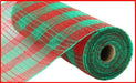 10.25X10Yd Faux Jute/Pp Small Check Red/Emerald Green Ry832035 Mesh