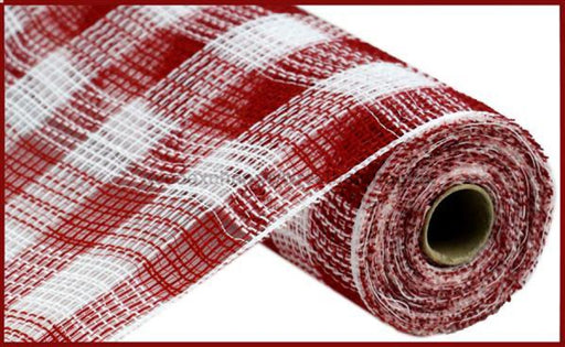 10.25"X10Yd Faux Jute/Pp Small Check Red/White RY832049 - DecoExchange®