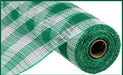 10.25"X10Yd Faux Jute/Pp Small Check White/Emerald Green RY8320M6 - DecoExchange