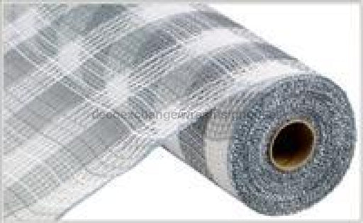 10.25"X10Yd Faux Jute/Pp Small Check White/Grey RY8320J8 - DecoExchange