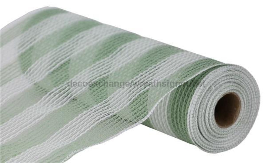 10.25’X10Yd Faux Jute/Pp Small Stripe Sage Green/White Ry8319R8 Mesh