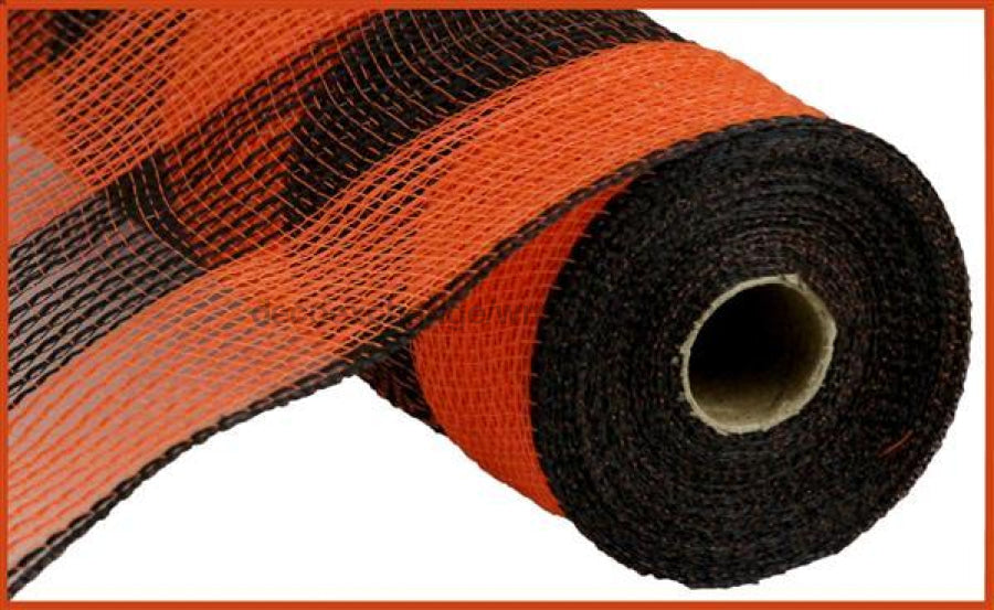 10.25"X10Yd Faux Jute/Pp Wide Stripe Orange/Black RY8314F7 - DecoExchange