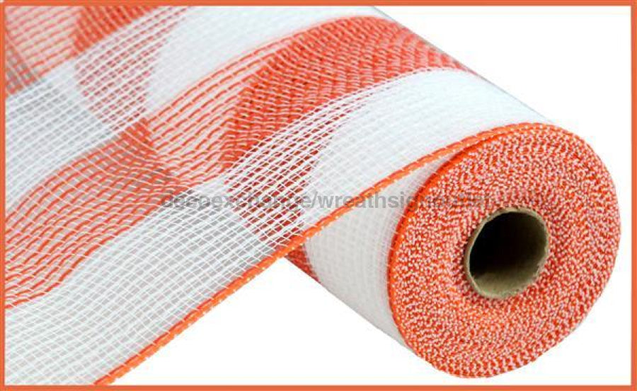 10.25"X10Yd Faux Jute/Pp Wide Stripe White/Orange RY8314J7 - DecoExchange