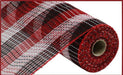10.25"X10Yd Faux Jute Small Check Mesh Red/White/Black RY8322D6 - DecoExchange