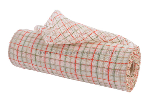 10.25’’X10Yd Fine Weave Faux Jute Check Cream/Natural/Orange/Moss Ry5003Kn Mesh