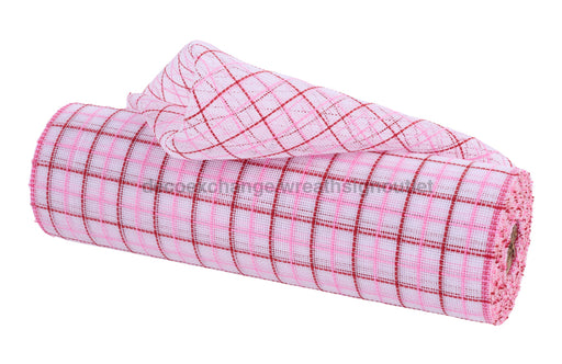 10.25’’X10Yd Fine Weave Faux Jute Check White/Red/Pink Ry5003T2 Mesh