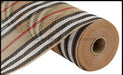 10.25X10Yd Jute Stripe Mesh Natural/Black/White/Red Ry8342