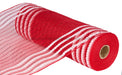 10.25’X10Yd Matte/Metallic Border Mesh Red/White Ry851649