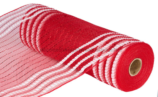 10.25’X10Yd Matte/Metallic Border Mesh Red/White Ry851649