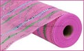 10.25’X10Yd Metallic Poly/Faux Jute Mesh Pink/Ice Blue/Emerald Grn Ry8019T1