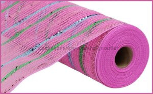 10.25’X10Yd Metallic Poly/Faux Jute Mesh Pink/Ice Blue/Emerald Grn Ry8019T1