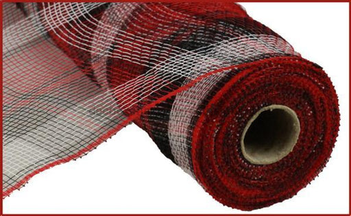 10.25"X10Yd Plaid Mesh Red/Black/White RY8413H9 - DecoExchange®