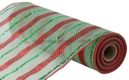 10.25’X10Yd Poly/Faux Jute/Metallic Mesh Sage/Red Ry8018R9