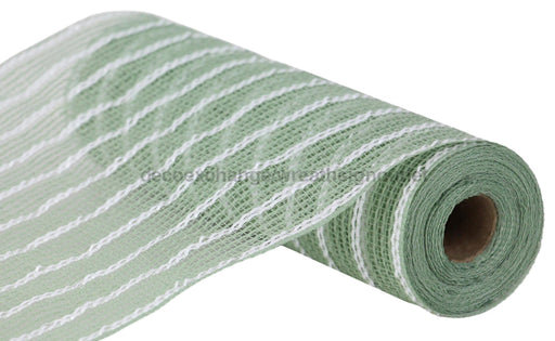 10.25’’X10Yd Poly/Faux Jute/Metallic Mesh Sage/White RY8018R8 Mesh